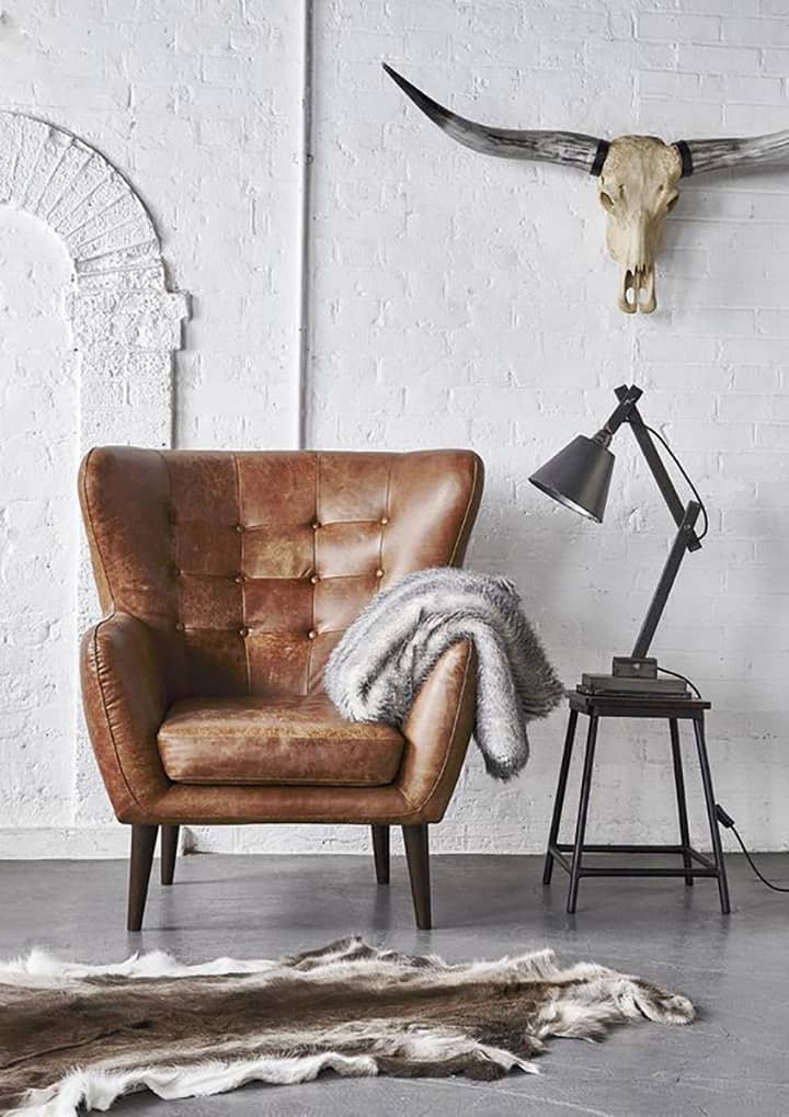 concrete and leather - industrial style - interior trend