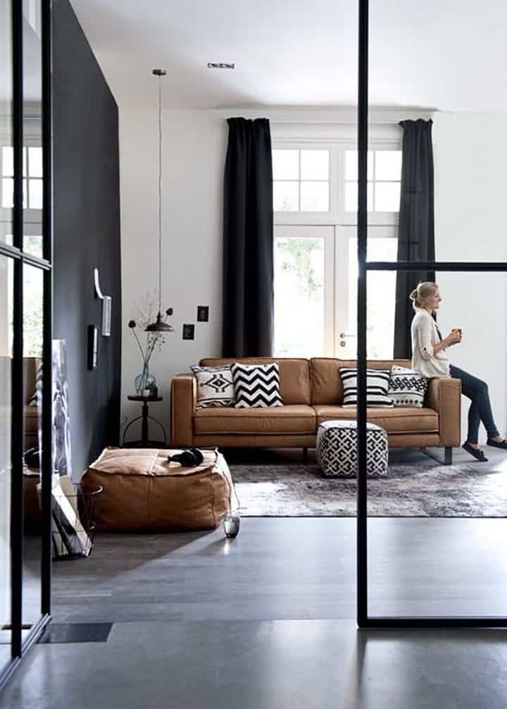 concrete and leather - industrial style - interior trend