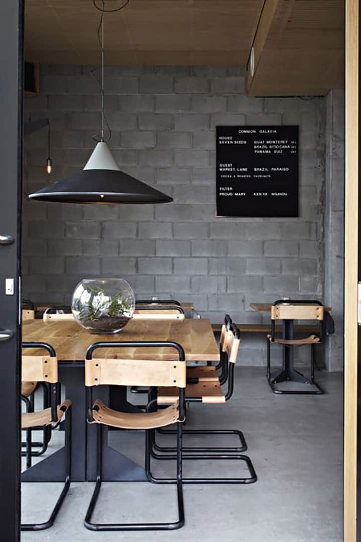 concrete and leather - industrial style - interior trend