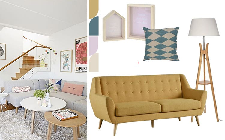 living room style nordic pastel palette