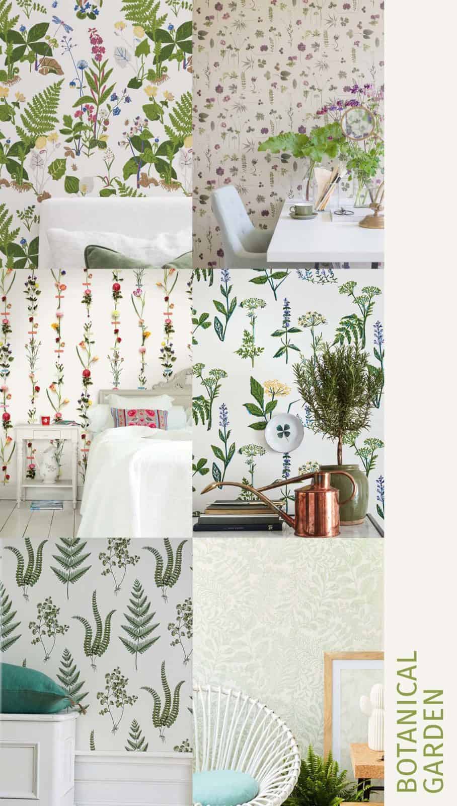 botanical wallpaper interior trend 2018