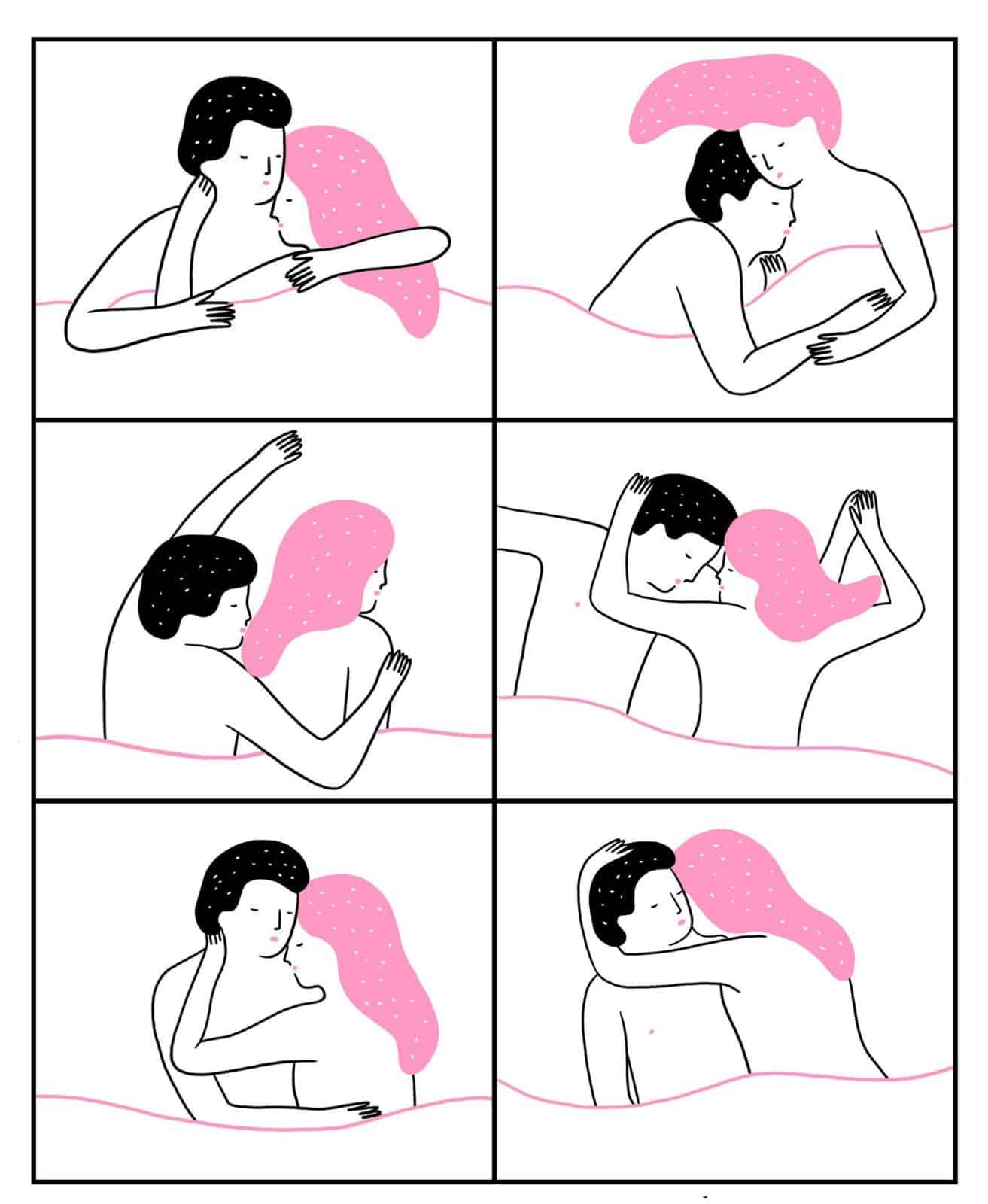 illustrazione amore coppia dormire insieme