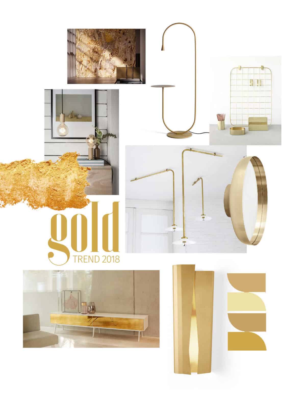 oro trend 2018 moodboard oro ispirazione interior design