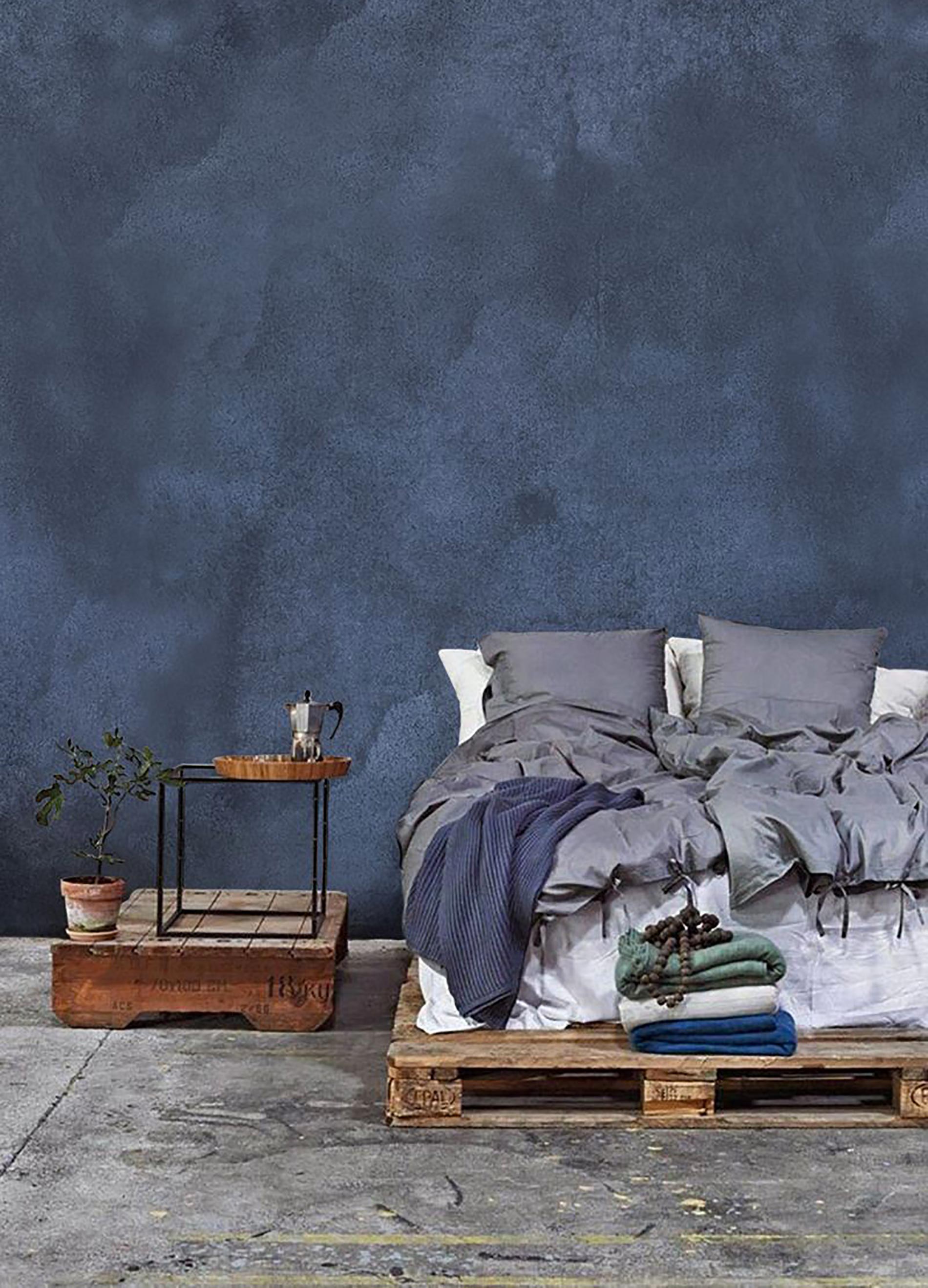 denim nell'arredamento trend d'interni  camera da letto blu