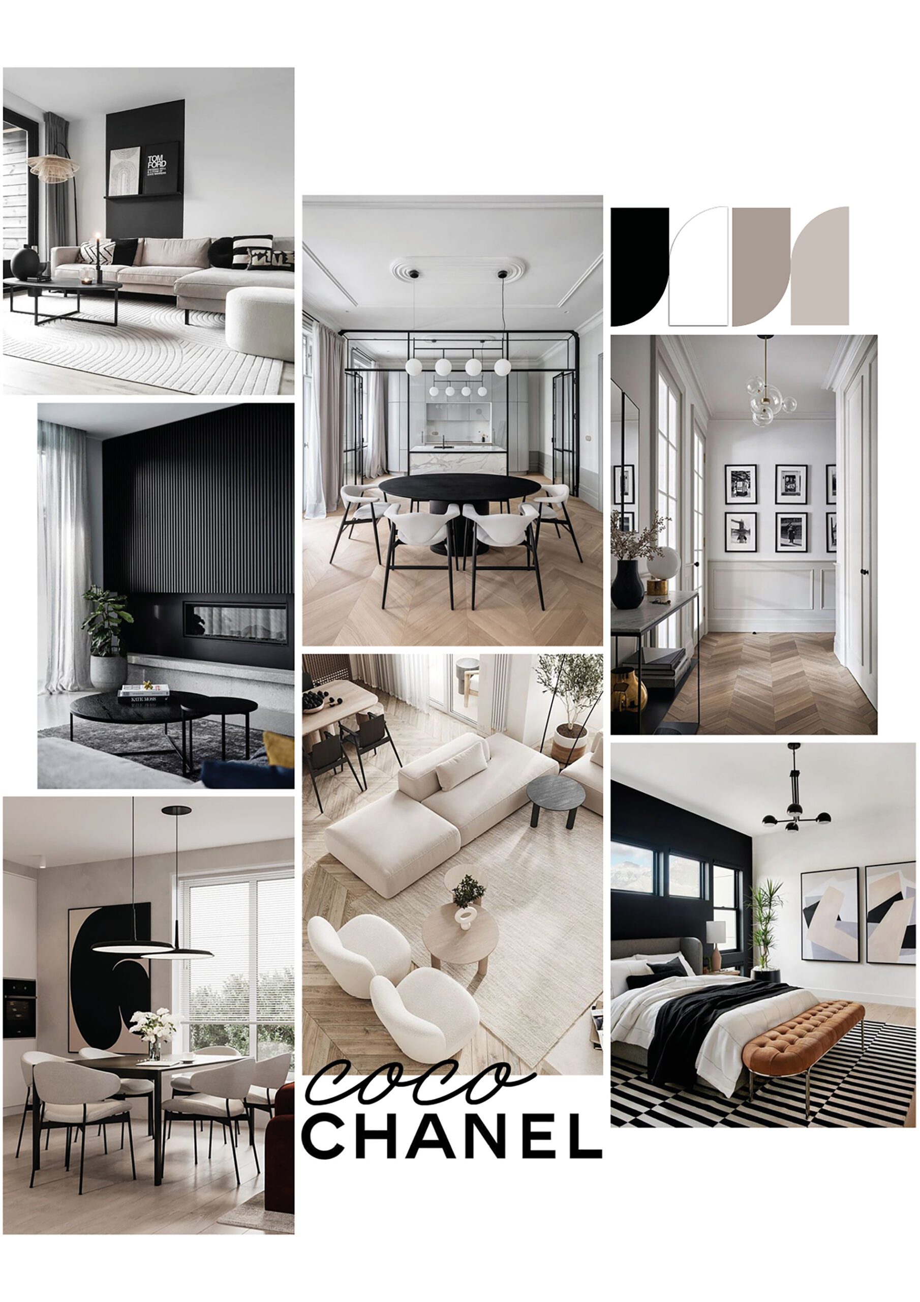 moodboard interior ispirata a coco chanel